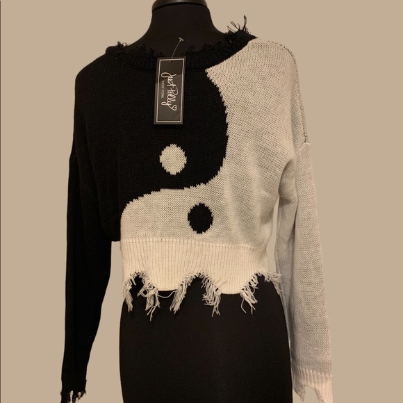 Just Polly Ripped and Distressed Crop Sweater - Picture 9 of 13